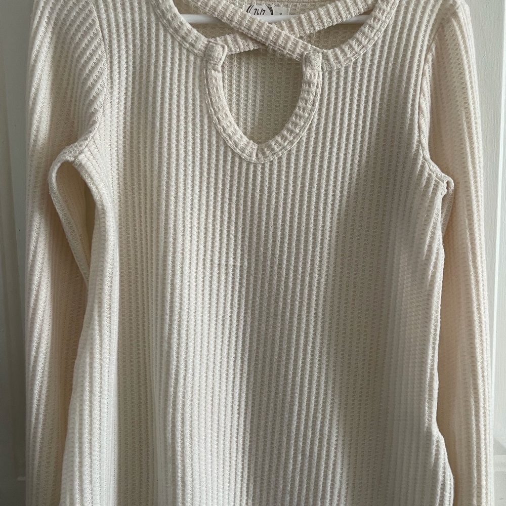 24/7 Maurice’s Cross Front Cream Sweater